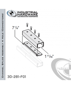 Channel Splice Assembly 4 Hole (Connectors) From Steel-E.G. (Zinc Plated) For 13/16 in. Strut X 7-1/4 in. Long