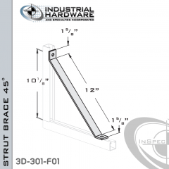 Strut Braces From Steel-E.G. (Zinc Plated) For All Strut X 12 in. Long