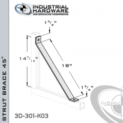 Strut Braces From Steel-Zinc Yellow Plating For All Strut X 18 in. Long