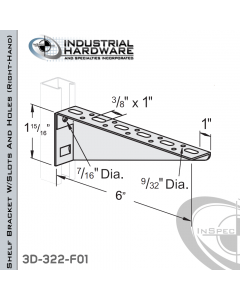 Shelf Bracket W/Slots And Holes From Steel-E.G. (Zinc Plated) For All Strut X 6 in. Long-Right-Hand