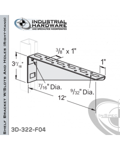 Shelf Bracket W/Slots And Holes From Steel-E.G. (Zinc Plated) For All Strut X 12 in. Long-Right-Hand