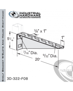 Shelf Bracket W/Slots And Holes From Steel-E.G. (Zinc Plated) For All Strut X 20 in. Long-Right-Hand