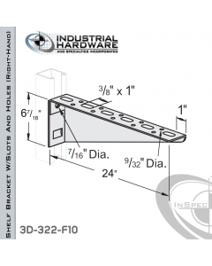 Shelf Bracket W/Slots And Holes From Steel-E.G. (Zinc Plated) For All Strut X 24 in. Long-Right-Hand