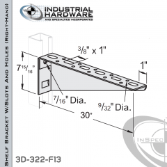 Shelf Bracket W/Slots And Holes From Steel-E.G. (Zinc Plated) For All Strut X 30 in. Long-Right-Hand