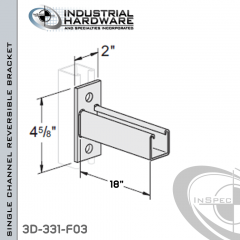 Single Channel Reversible Bracket From Steel-E.G. (Zinc Plated) For All Strut X 18 in. Long