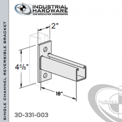 Single Channel Reversible Bracket From Steel-Hot Dip Galv. For All Strut X 18 in. Long