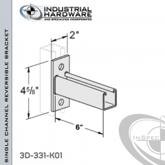 Single Channel Reversible Bracket From Steel-Zinc Yellow Plating For All Strut X 6 in. Long