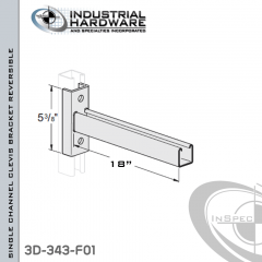 Single Channel Clevis Bracket (Reversible) From Steel-E.G. (Zinc Plated) For All Strut X 18 in. Long