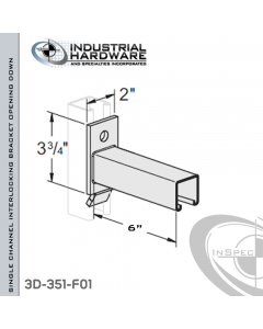 Single Channel Interlocking Bracket (Opening Down) From Steel-E.G. (Zinc Plated) For All Strut X 6 in. Long