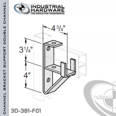 Channel Bracket Support (Double Channel) From Steel-E.G. (Zinc Plated) For 3-1/4 in. Strut X 4-3/4 in. Long