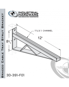 Braced Cable Tray Strut Bracket From Steel-E.G. (Zinc Plated) For All Strut X 12 in. Long