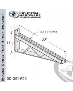 Braced Cable Tray Strut Bracket From Steel-E.G. (Zinc Plated) For All Strut X 30 in. Long