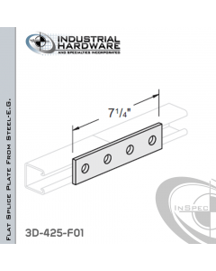 Flat Splice Plate From Stainless Type 304 With 4-Holes X 7-1/4 in. Long