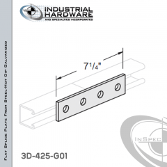 Flat Splice Plate From Steel-Hot Dip Galv. With 4-Holes X 7-1/4 in. Long