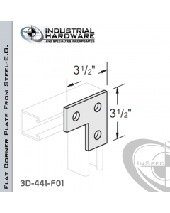 Flat Corner Plate From Steel-E.G. (ZP) With 3-Holes X 3-1/2 in. Long