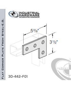 Flat Corner Plate From Steel-E.G. (ZP) With 4-Holes X 5-3/8 in. Long