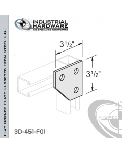 Flat Corner Plate-Gusseted From Steel-E.G. (ZP) With 3-Holes X 3-1/2 in. Long