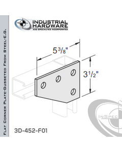 Flat Corner Plate-Gusseted From Steel-E.G. (ZP) With 4-Holes X 5-3/8 in. Long