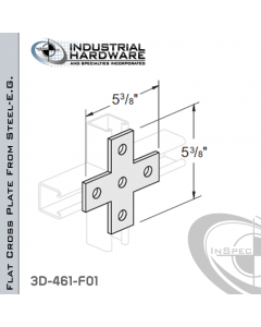 Flat Cross Plate From Steel-E.G. (ZP) With 5-Holes X 5-3/8 in. Long