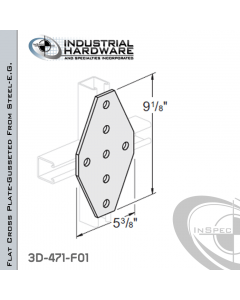 Flat Cross Plate-Gusseted From Steel-E.G. (ZP) With 7-Holes X 9-1/8 in. Long