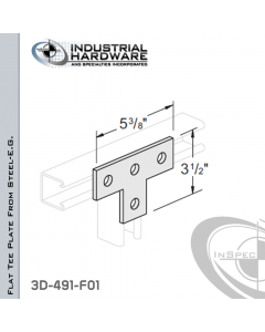 Flat Tee Plate From Steel-E.G. (Zinc Plated) With 4-Holes X 5-3/8 in. Long