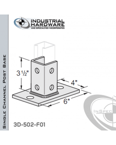 Single Channel Post Base From Steel-E.G. (ZP) With 6-Hole Inline 3-Sided Post