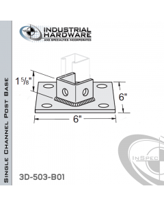 Single Channel Post Base From Stainless Type 304 With 3-Hole Angled 3-Sided Post