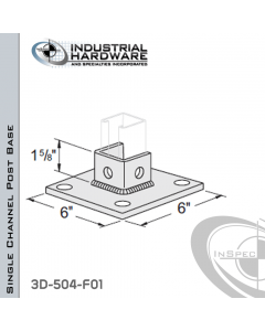 Single Channel Post Base From Steel-E.G. (ZP) With 3-Hole Inline 3-Sided Post