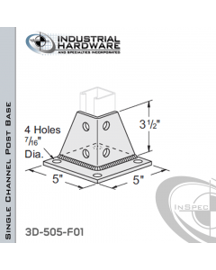 Single Channel Post Base From Steel-E.G. (ZP) With 4-Hole Inline 2-Sided Post