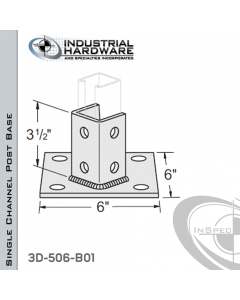 Single Channel Post Base From Stainless Type 304 With 6-Hole Angled 3-Sided Post