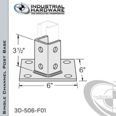 Single Channel Post Base From Steel-E.G. (ZP) With 6-Hole Angled 3-Sided Post