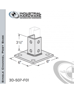 Single Channel Post Base From Steel-E.G. (Zinc Plated) With 6-Hole Inline 3-Sided Post