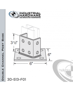 Double Channel Post Base From Steel-E.G. (ZP) With 8-Hole Angled 3-Sided Post