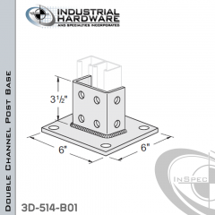 Double Channel Post Base From Stainless Type 304 With 8-Hole Inline 3-Sided Post