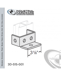 Double Channel Post Base From Steel-Hot Dip Galv. With 5-Hole Inline 3-Sided Post