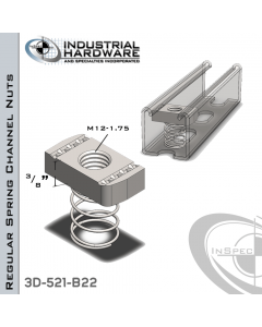 Regular Spring Channel Nuts ( Strut ) Stainless 304 M12-1.75 X 3/8