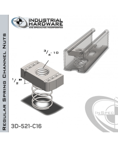 Regular Spring Channel Nuts ( Strut ) Stainless 316 3/4-10 X 1/2