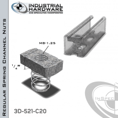 Regular Spring Channel Nuts ( Strut ) Stainless Type 316 M8-1.25 X 1/4