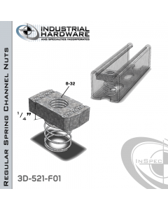 Regular Spring Channel Nuts ( Strut ) Steel-E.G. 8-32 X 1/4