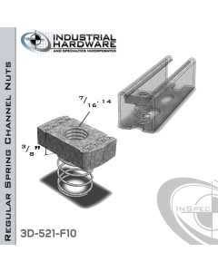 Regular Spring Channel Nuts ( Strut ) Steel-E.G. 7/16-14 X 3/8