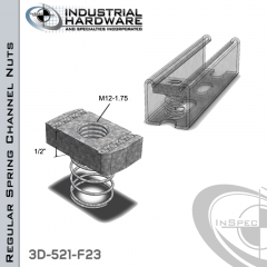 Regular Spring Channel Nuts ( Strut ) Steel-E.G. M12-1.75 X 1/2