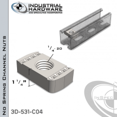 No Spring Channel Nuts ( Strut ) Stainless 316 1/4-20 X 1/4