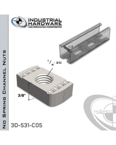 No Spring Channel Nuts ( Strut ) Stainless 316 1/4-20 X 3/8