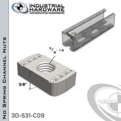 No Spring Channel Nuts ( Strut ) Stainless 316 3/8-16 X 3/8