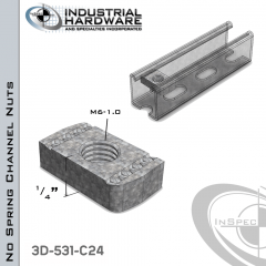 No Spring Channel Nuts ( Strut ) Stainless Type 316 M6-1.0 X 1/4