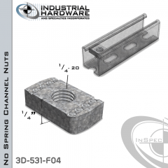 No Spring Channel Nuts ( Strut ) Steel-E.G. 1/4-20 X 1/4