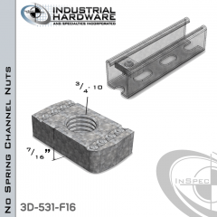 No Spring Channel Nuts ( Strut ) Steel-E.G. 3/4-10 X 7/16