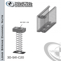 Long Spring Channel Nuts ( Strut ) Stainless Type 316 M10-1.5 X 3/8