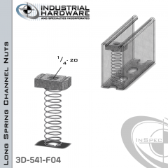 Long Spring Channel Nuts ( Strut ) Steel-E.G. 1/4-20 X 1/4