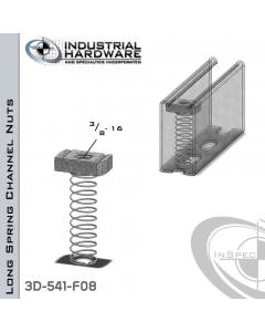 Long Spring Channel Nuts ( Strut ) Steel-E.G. 3/8-16 X 3/8